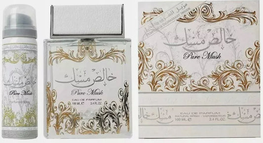 Lattafa Pure Musk 100 ml + Dezodorant 50 ml Arabskie Perfumy Dla Kobiet EDP